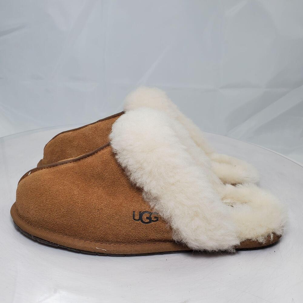 UGG Scuffette II Shearling Mule Slippers Women 7 Brown Suede Slip On E2742L